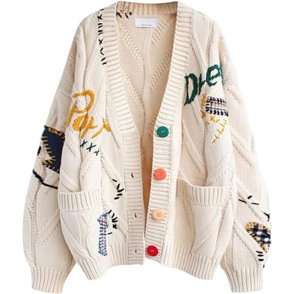 New With Tags Sweaters - Women's Cable Knit Long Sleeve Open Front Cardigan Sheep V-Neck Button Down